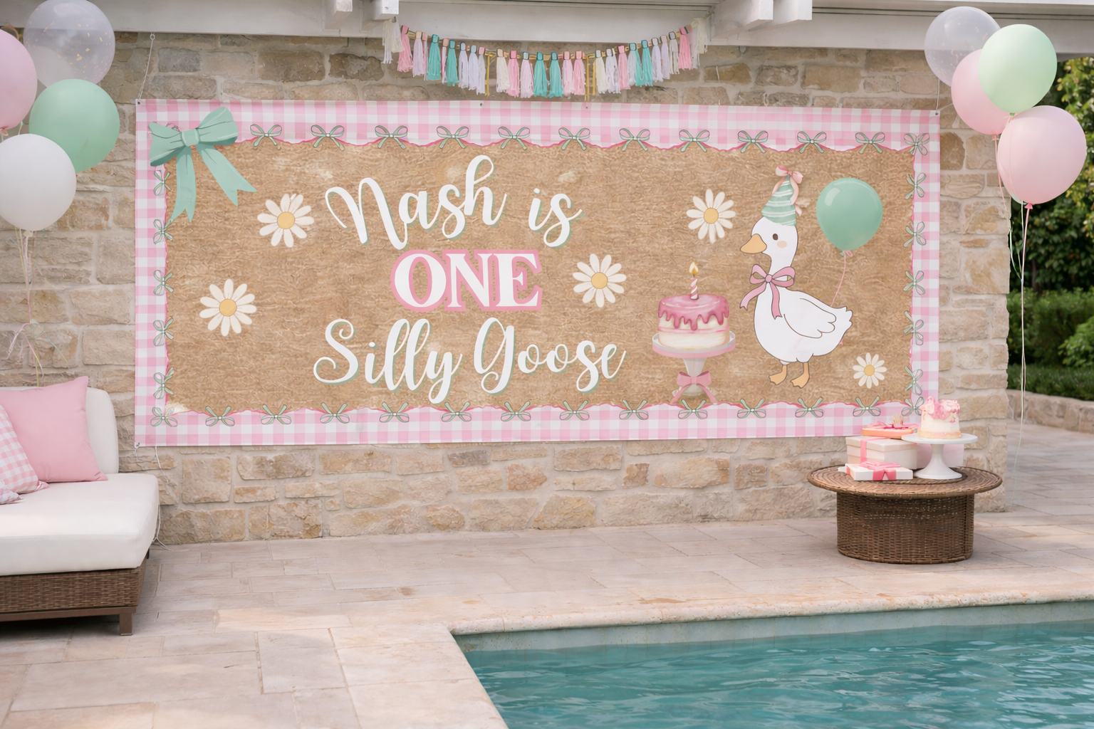 Banner - First Birthday ONE Silly Goose