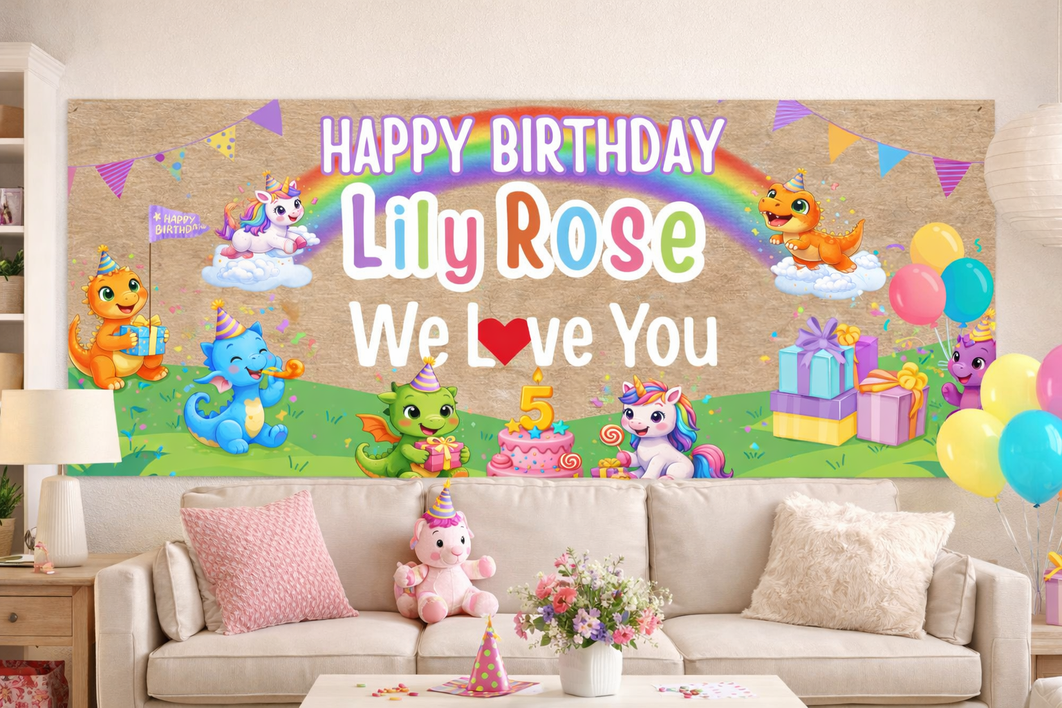 Banner - Birthday  Unicorn and Friends
