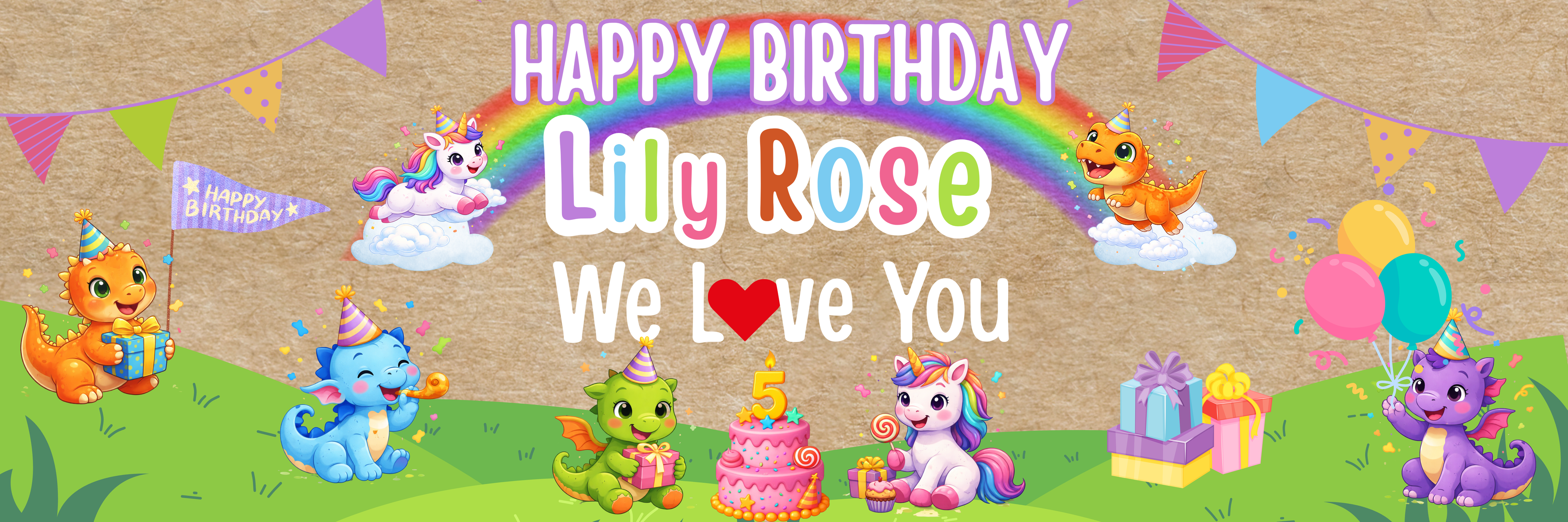 Banner - Birthday  Unicorn and Friends